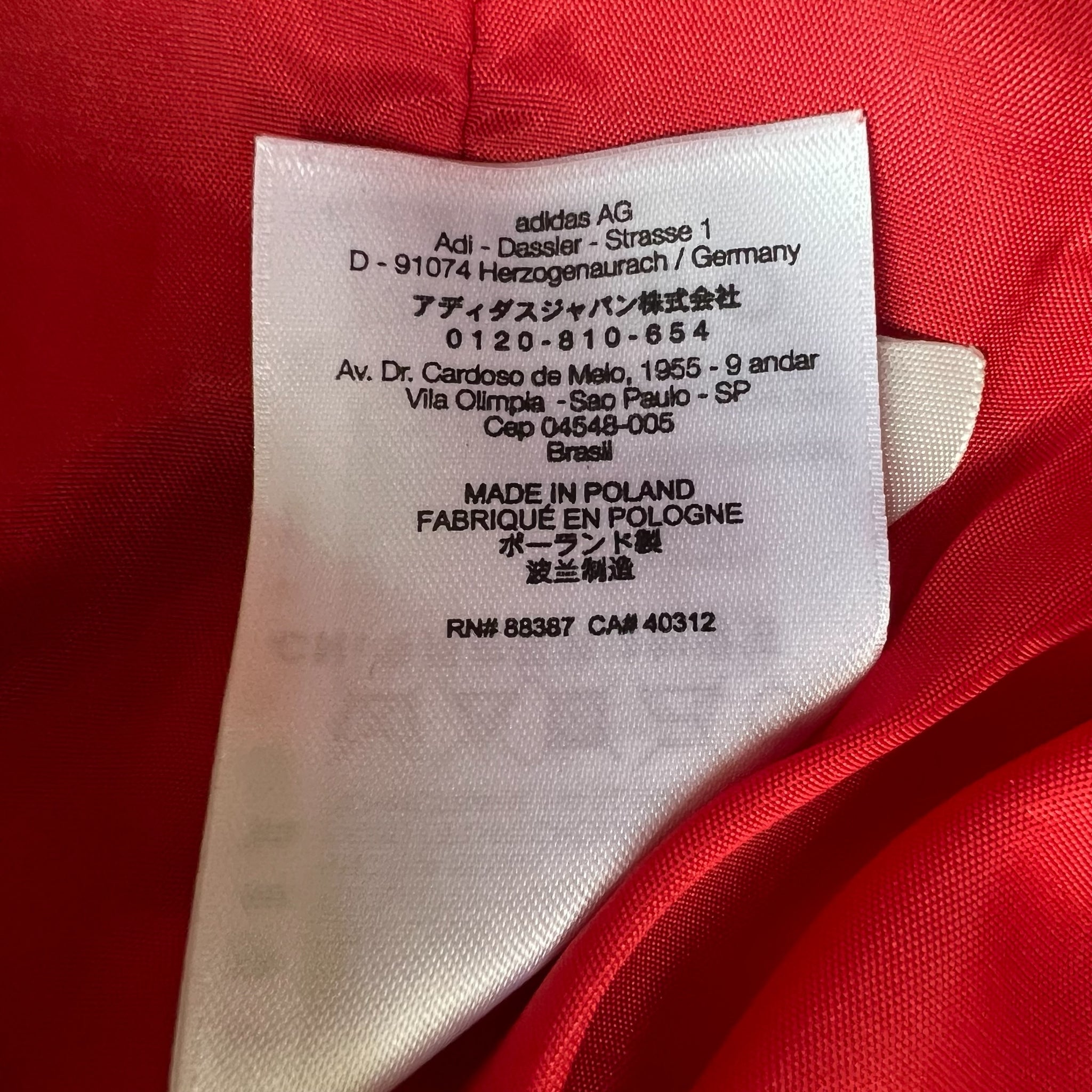 ADIDAS × PHARRELL WILLIAMS LAMB LEATHER TRACK JACKET RED