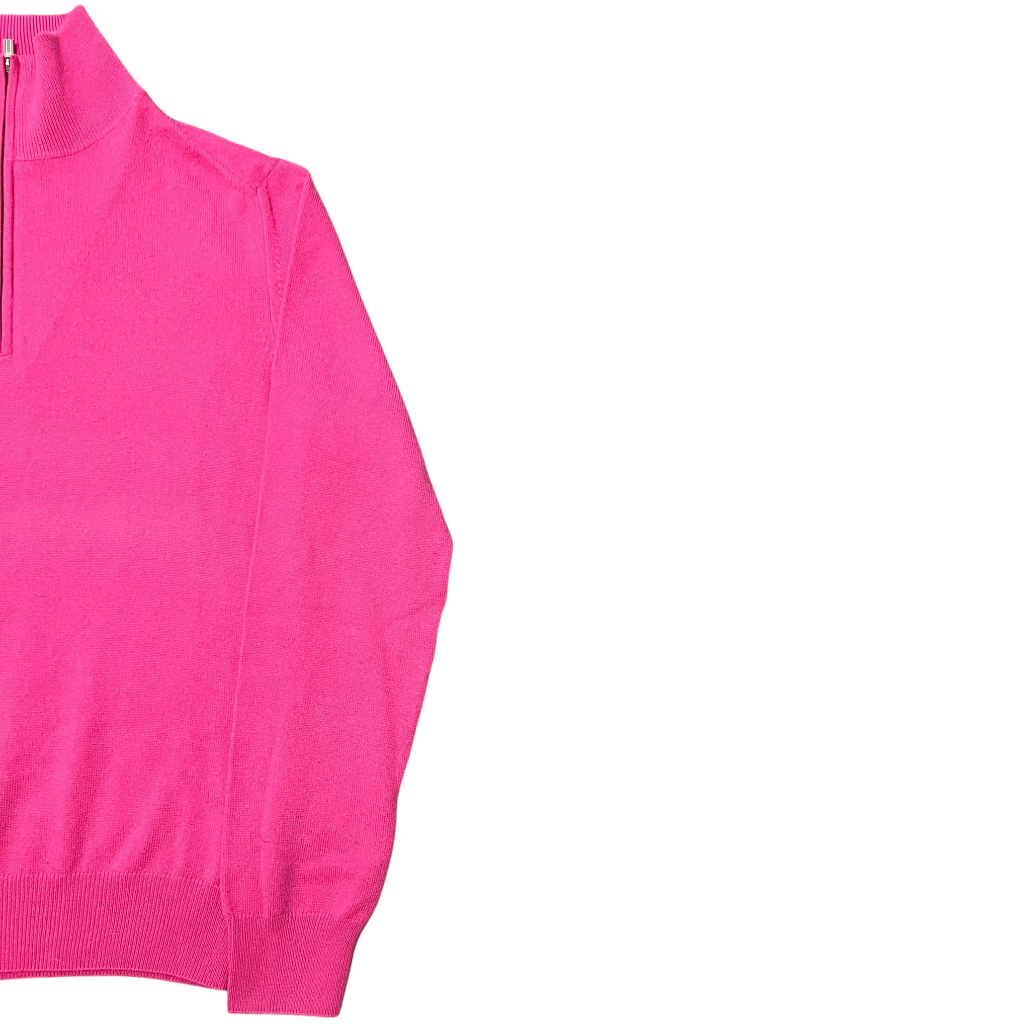 HERMES Cashmere Half Zip L/S Knit Sweater Pink