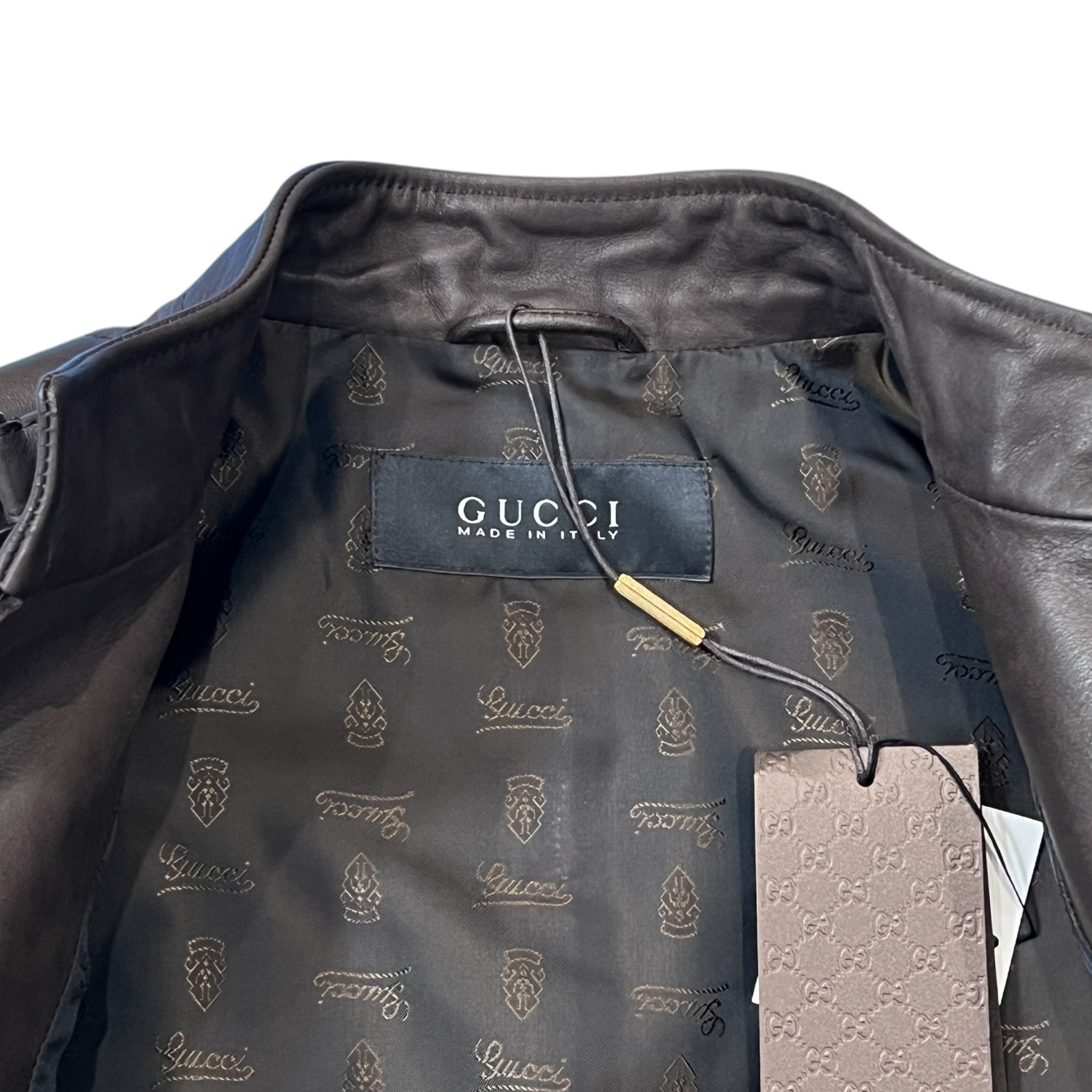 GUCCI 2004AW TOM FORD Horse Leather Black Cafe Moto Biker Jacket