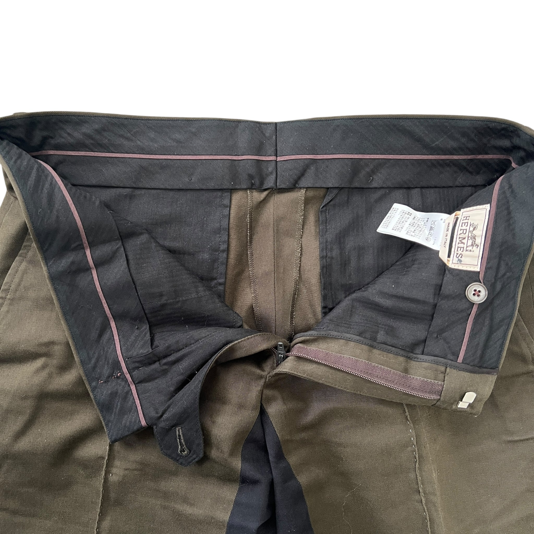 HERMES Military Bi-color Cotton Straight Pants