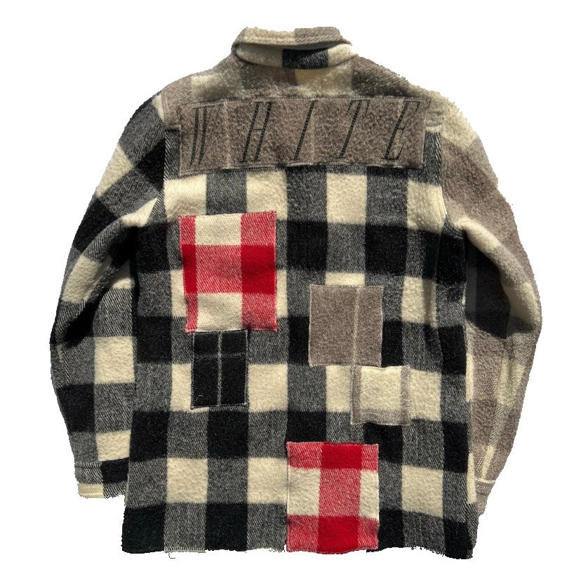 OFF WHITE 2016AW CHECK FLANNEL PATCHWORK WOOL COAT VIRGIL ABLOH