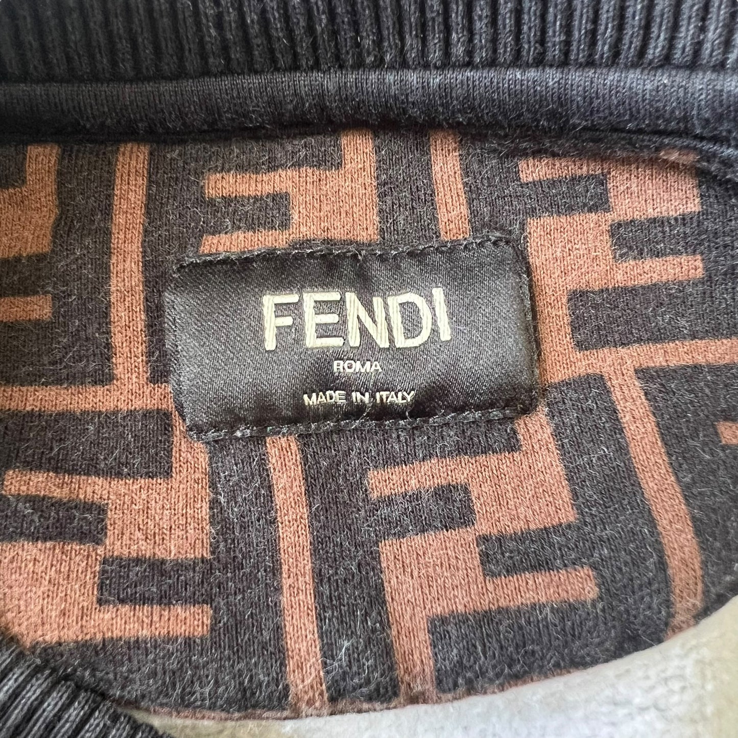 FENDI ZUCCA FF all over pattern sweatshirt brown black sweatshirt tops sweatshirt brushed lining embroidery