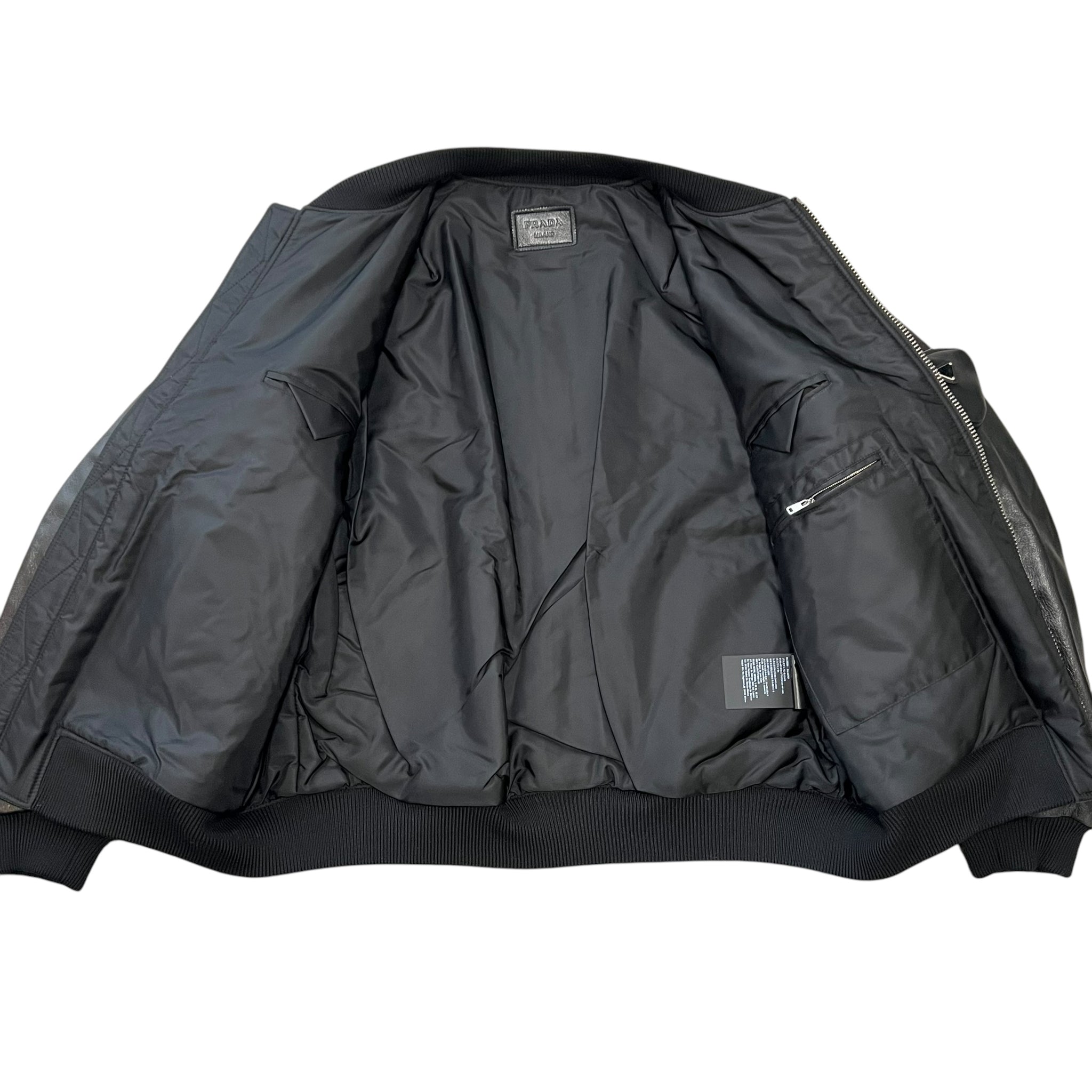 PRADA Raf Simons 21AW Rum Skin Triangle Nappa Leather Oversized Bomber Jacket