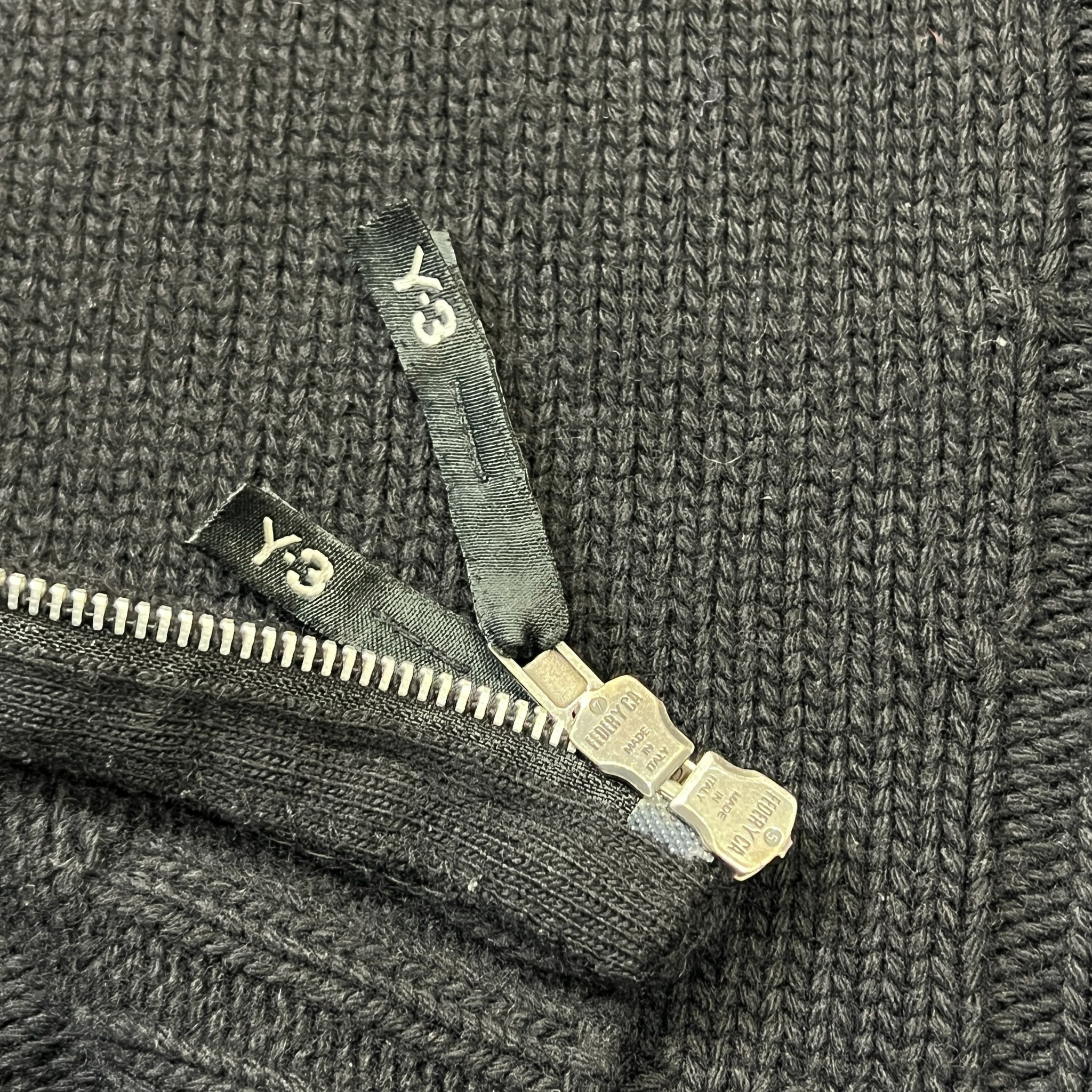 Y-3 YOHJI YAMAMOTO × ADIDAS 2005AW Back Logo Merino Wool Knit Zip-Up Parka