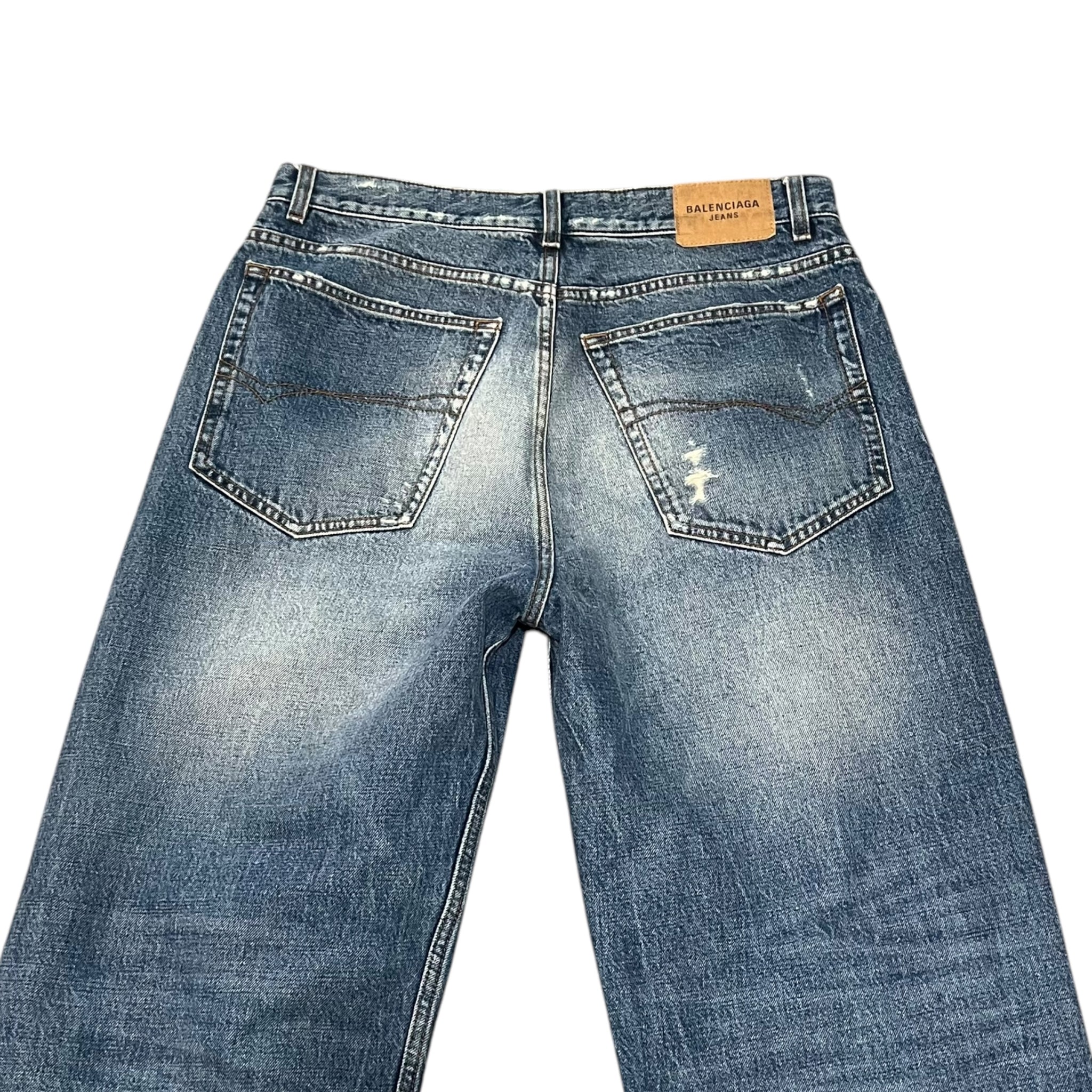 BALENCIAGA 2023SS Distressed Wide Fit Straight Denim Pants