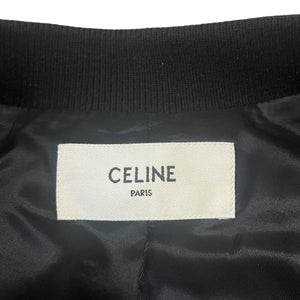 CELINE × HEDI SLIMANE 2021AW TEDDY BLACK LEATHER SLEEVE MELTON BODY VARSITY JACKET