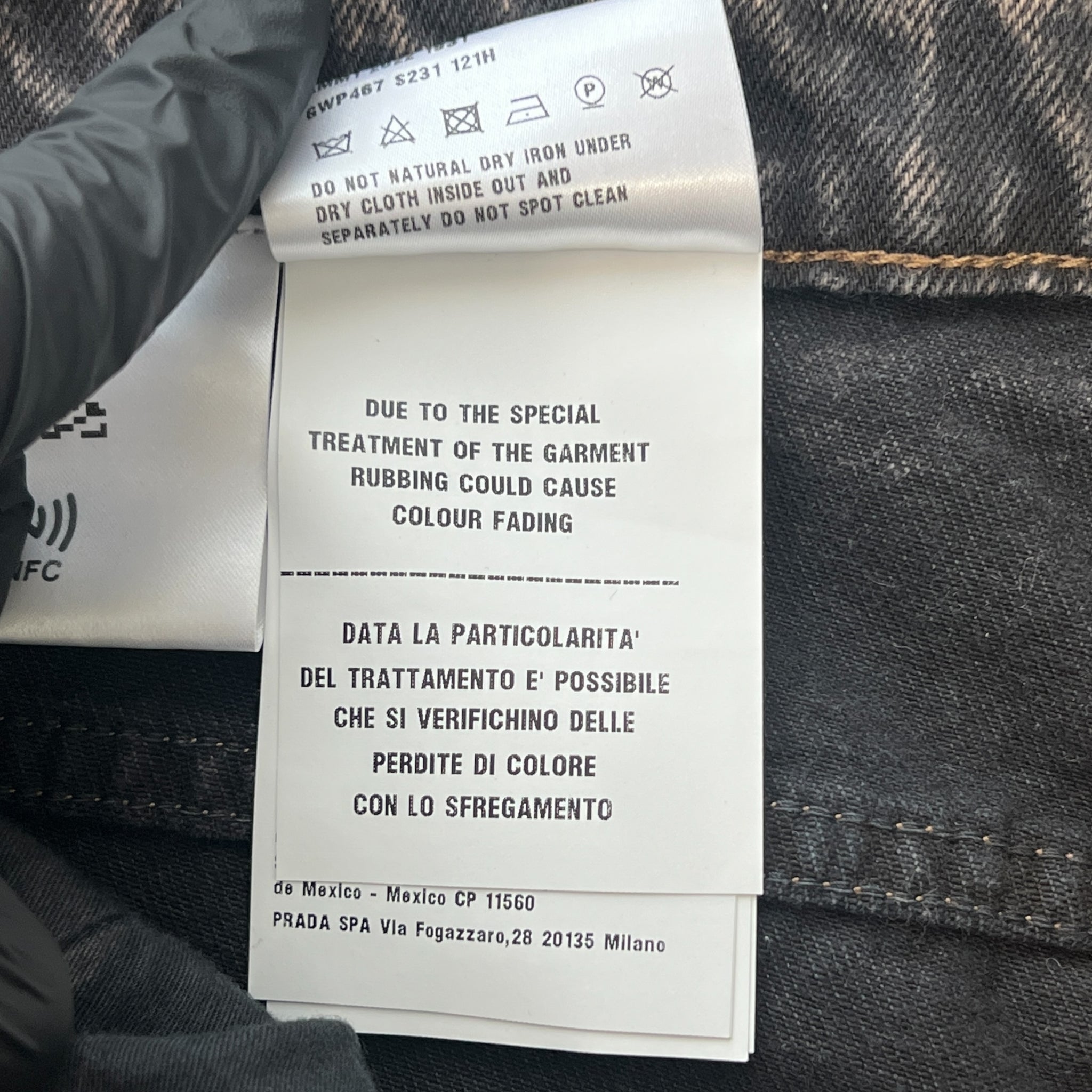MIU MIU 2023SS Marbleized Garment‑dyed Gabardine Jacket and Stainless Steel Marbleized Back Logo Denim Pants