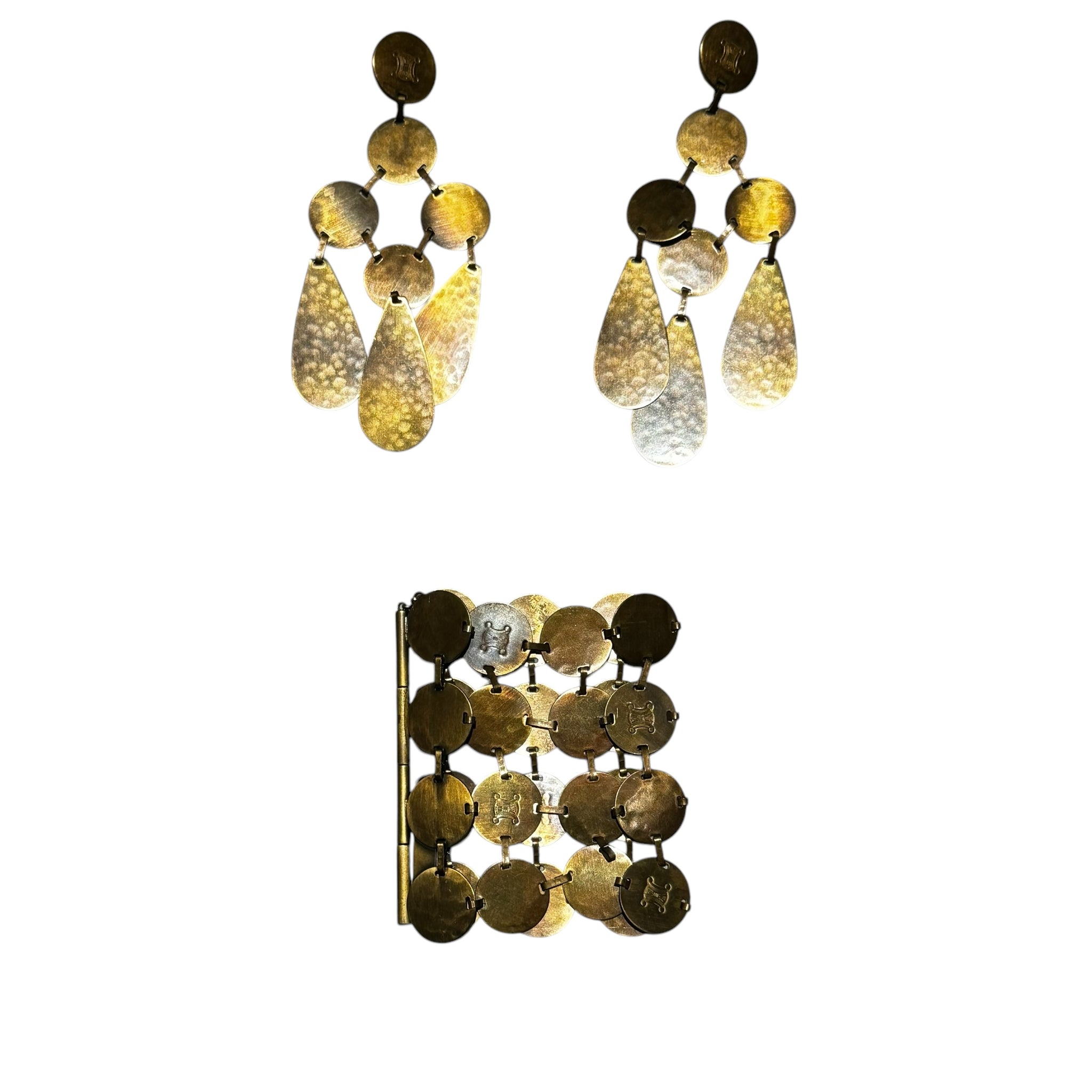 Celine Vintage Logo Chandelier Earrings