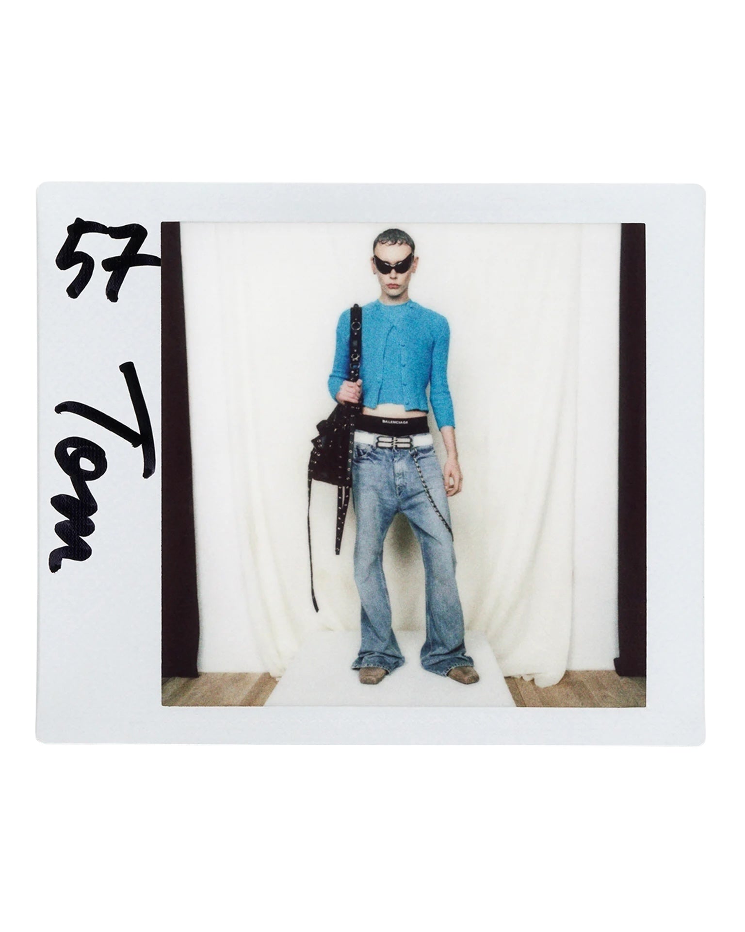 BALENCIAGA 2022 Fall Demna Gvasalia Calfskin Leather Emo Bucket Bag XS Black