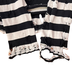 NUMBER (N)INE 2002SS modern age distressed damaged boarder long sleeve tee