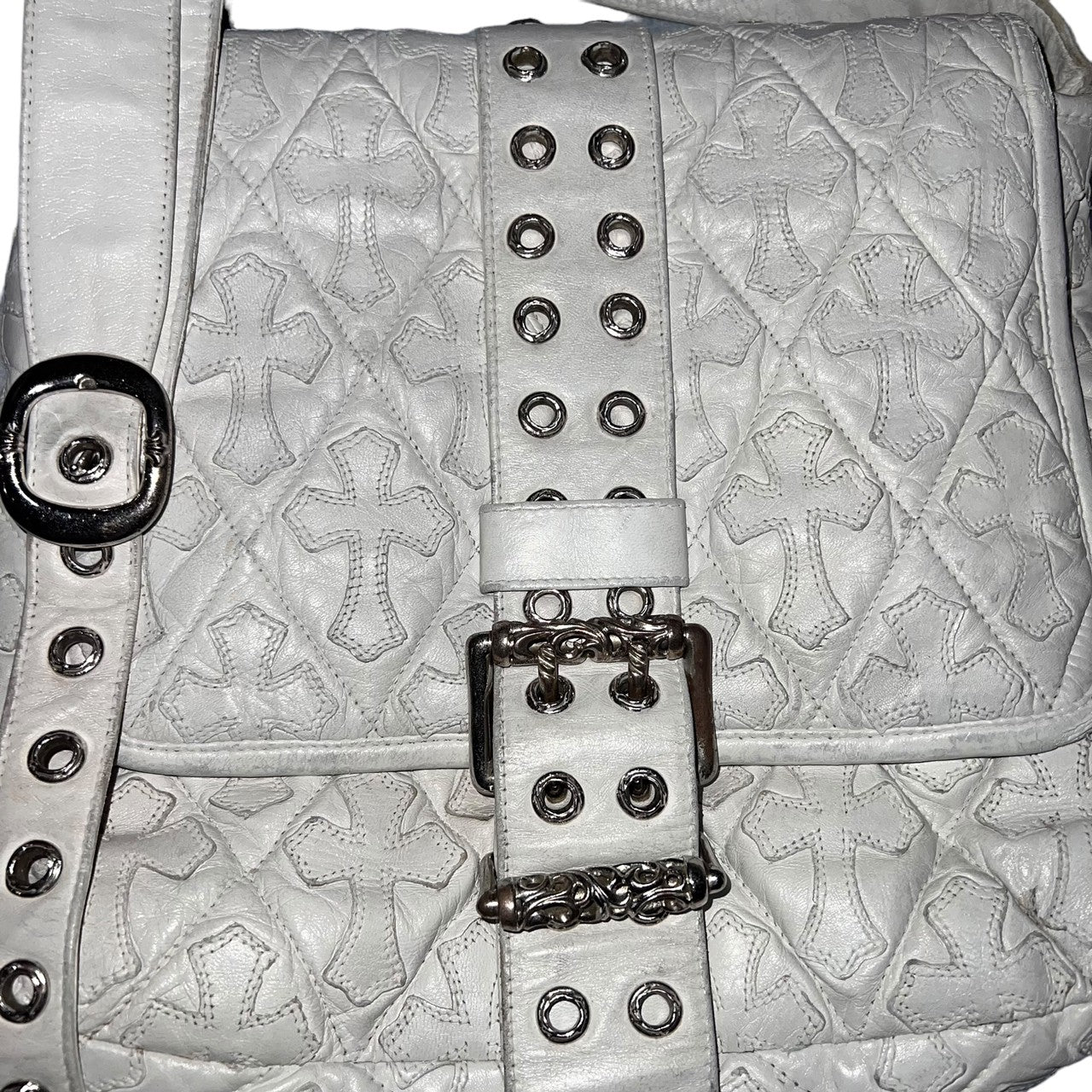 CHROME HEARTS CROSS PATCH FULL CEMETERY LEATHER BAG